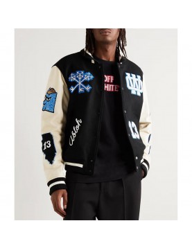 Off-White Black Felt and Varsity Jacket