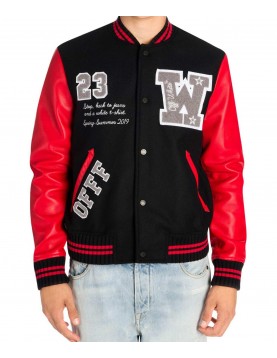 Off-White Eagle 23 Red and Black Varsity Jacket