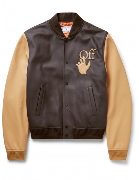 Off-White Leather Varsity Jacket 