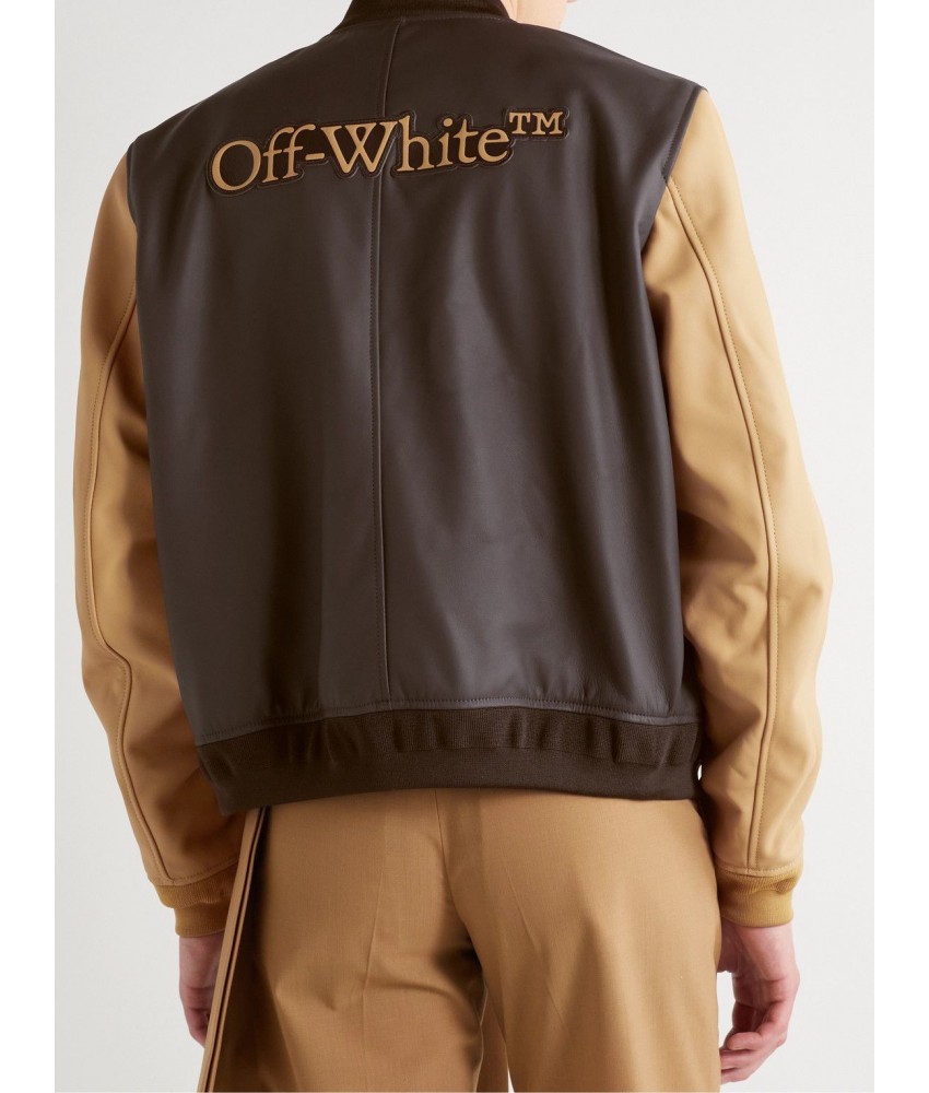 Off-White Wool and Leather Varsity Jacket