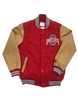 Ohio State Buckeyes Red and Brown Varsity Jacket