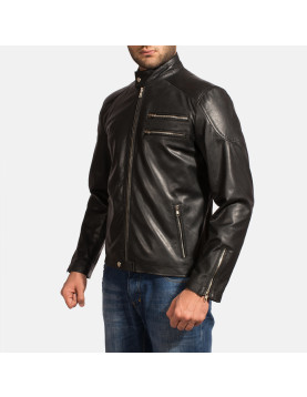 Onyx Black Leather Biker Jacket