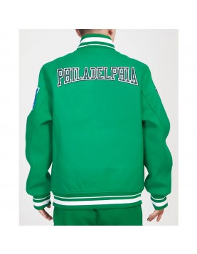 Philadelphia Eagles Crest Emblem Kelly Green Varsity Wool Jacket