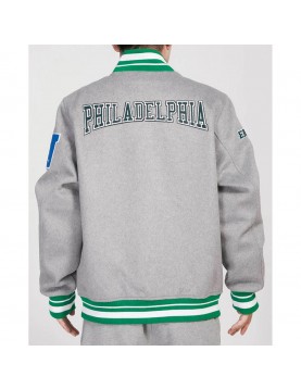 Philadelphia Eagles Heather Grey Varsity Wool Jacket