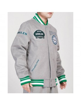 Philadelphia Eagles Heather Grey Varsity Wool Jacket