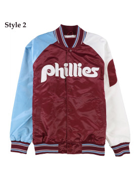 Philadelphia Phillies Purple and White Satin Jacket