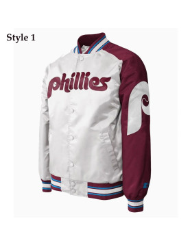 Philadelphia Phillies Purple and White Satin Jacket