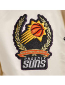 Phoenix Suns Off White Varsity Satin Jacket