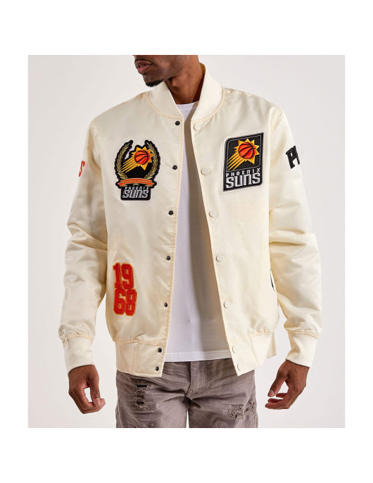 Phoenix Suns Off White Varsity Satin Jacket