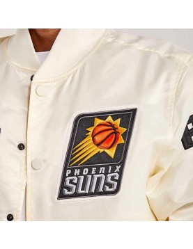 Phoenix Suns Off White Varsity Satin Jacket