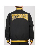 Pittsburgh Pirates Crest Emblem Black Varsity Wool Jacket