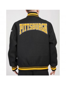 Pittsburgh Pirates Crest Emblem Black Varsity Wool Jacket