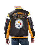 Pittsburgh Steelers Black Varsity Full-Zip Leather Jacket