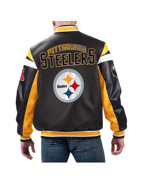 Pittsburgh Steelers Black Varsity Full-Zip Leather Jacket