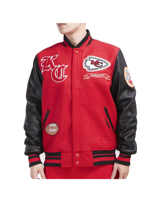 Prep Kansas City Chiefs Red and Black Varsity Jacket