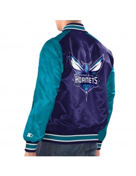 Purple/Teal Charlotte Hornets Renegade Varsity Satin Jacket