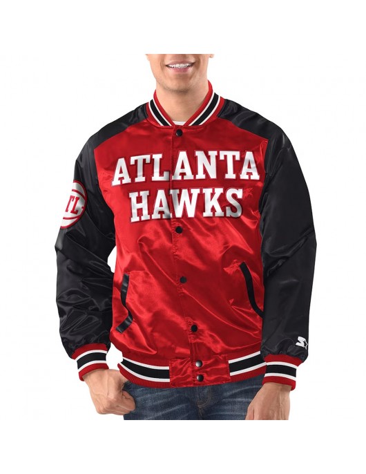 Red/Black Atlanta Hawks Renegade Varsity Satin Jacket