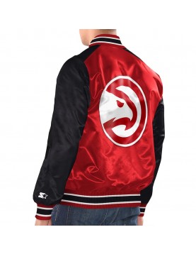 Red/Black Atlanta Hawks Renegade Varsity Satin Jacket