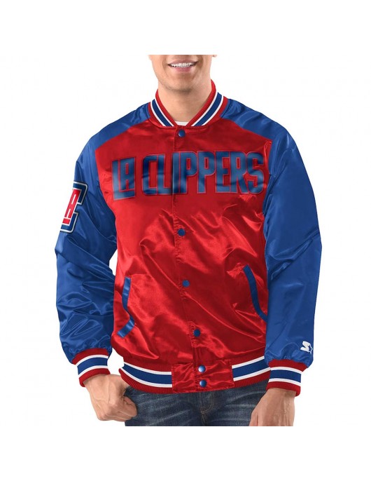 Red/Royal Los Angeles Clippers Renegade Varsity Satin Jacket