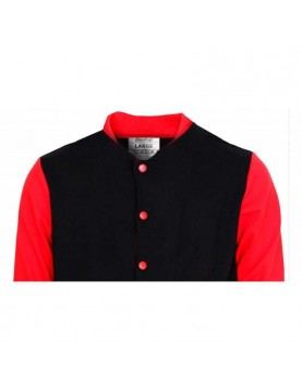 Red and Black Letterman Bomber Varsity Jacket