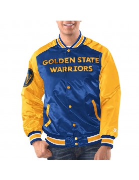 Royal/Gold Golden State Warriors Renegade Varsity Satin Jacket