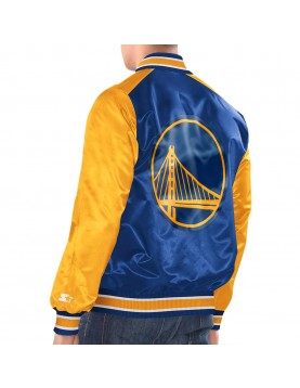 Royal/Gold Golden State Warriors Renegade Varsity Satin Jacket