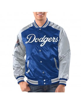 Royal/Gray Los Angeles Dodgers Renegade Varsity Satin Jacket