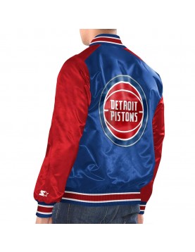 Royal/Red Detroit Pistons Renegade Varsity Satin Jacket