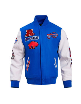 Royal/White Buffalo Bills Animal Print Varsity Jacket