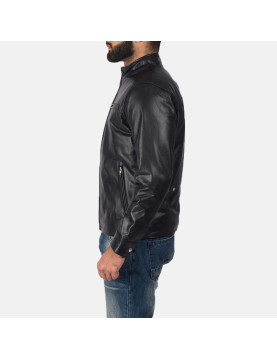 Rustic Black Leather Biker Jacket