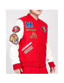 San Francisco 49ers Animal Patches Red Varsity Jacket