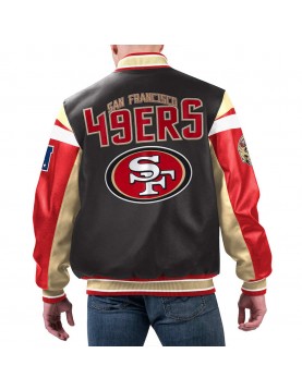 San Francisco 49ers Black Varsity Full-Zip Leather Jacket