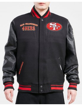 San Francisco 49ers Retro Classic Black Wool Varsity Jacket