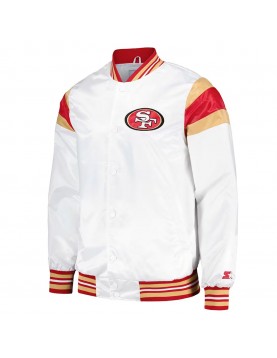 San Francisco 49ers White Varsity Satin Jacket