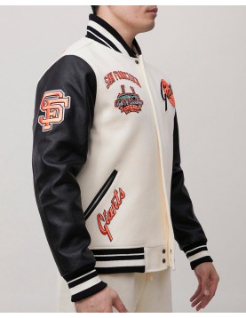 SAN FRANCISCO 49ERS RETRO CLASSIC RIB WOOL VARSITY JACKET (BLACK