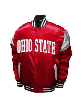 Scarlet Ohio State Buckeyes Power Red Satin Full-Snap Jacket