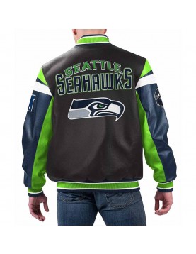 Seattle Seahawks Black Varsity Full-Zip Leather Jacket