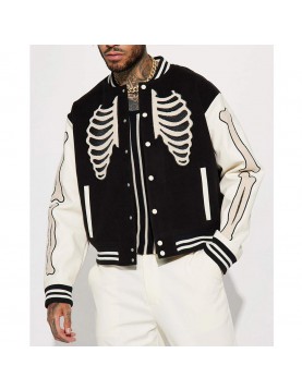 Skeleton Varsity Wool &amp; Leather Jacket