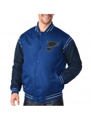 St. Louis Blues Enforcer Blue/Navy Varsity Satin Jacket