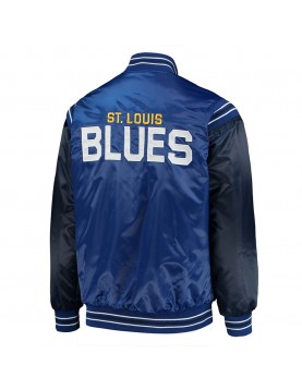 St. Louis Blues Enforcer Blue/Navy Varsity Satin Jacket