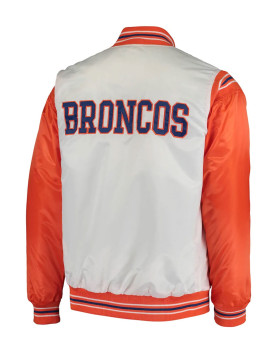 Starter Denver Broncos White and Orange Satin Jacket