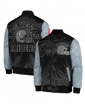 Starter Las Vegas Raiders Black and Grey Satin Jacket