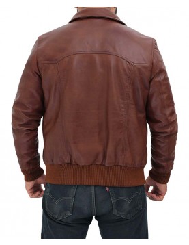 Steven Brown Leather Bomber Jacket Mens