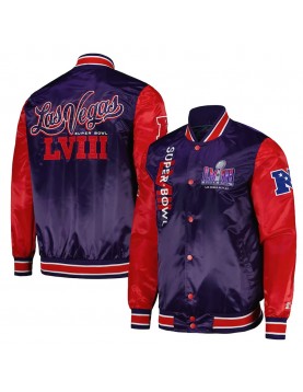 Super Bowl LVIII Purple and Red Varsity Satin Jacket