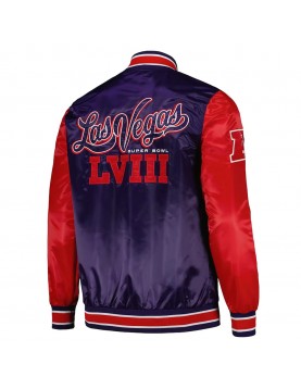 Super Bowl LVIII Purple and Red Varsity Satin Jacket