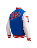 Texas Rangers Script Tail Classic Rib Varsity Jacket