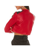 Thandi Cropped Racer Red Leather Jacket