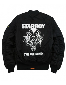 The Weeknd Starboy Panther XO Black Bomber Jacket