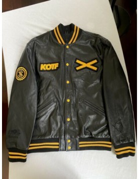 The Weeknd XO KOTF Leather Yellow Varsity Jacket 