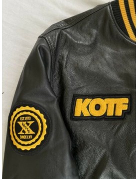 The Weeknd XO KOTF Leather Yellow Varsity Jacket 